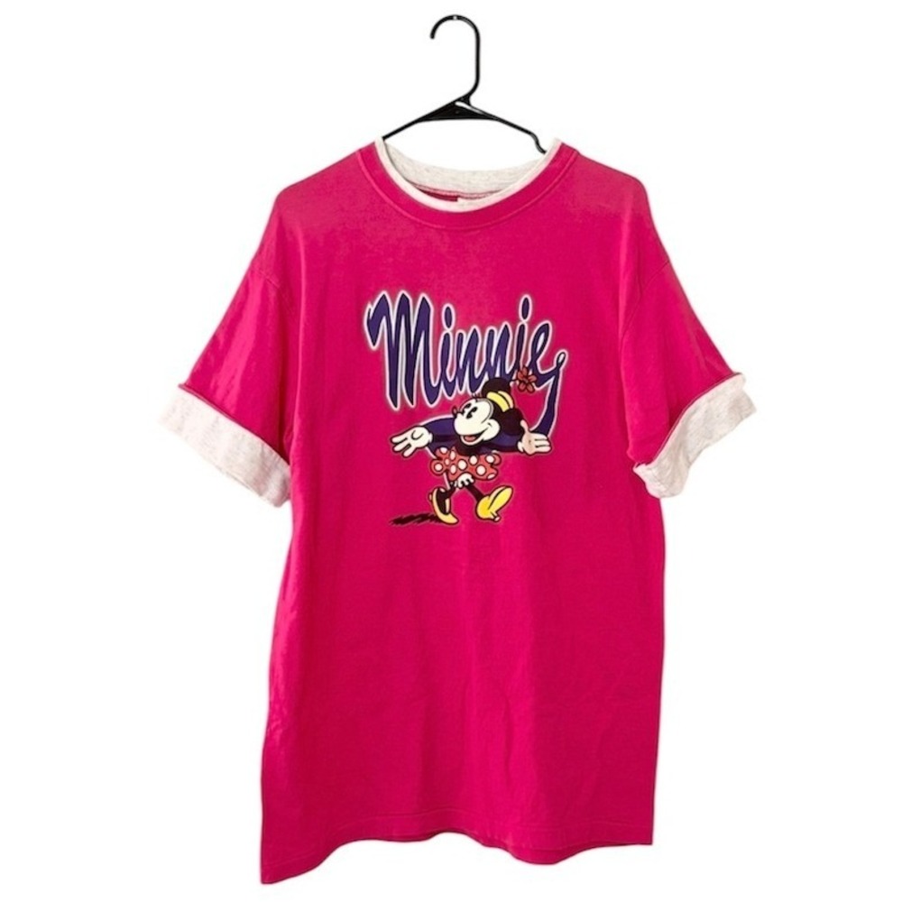 The Disney Store Vintage Minnie Mouse‎ Graphic T-Shirt Pink LARGE
